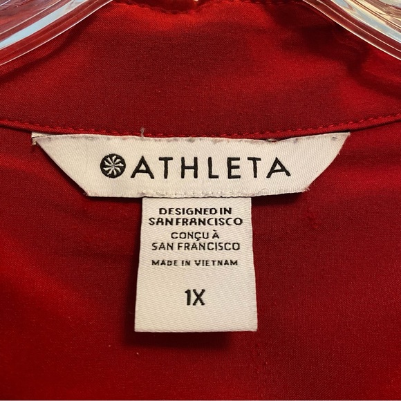 Athleta Women's Urbanite Top Long Sleeve Button Down Shirt Candy Red Size 1X - Picture 9 of 11